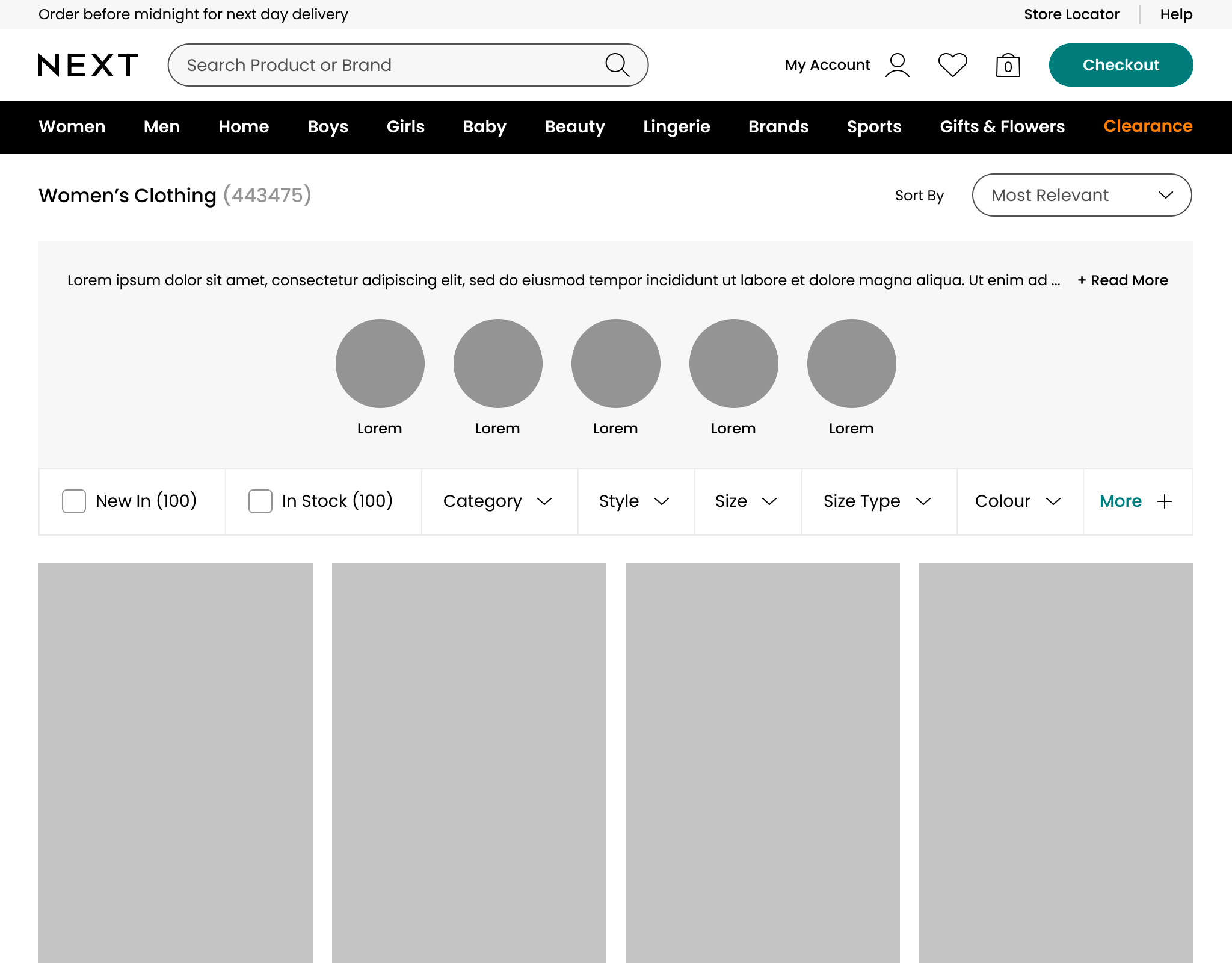 An animated prototype showing the behaviour of the Next PLP horizontal filters