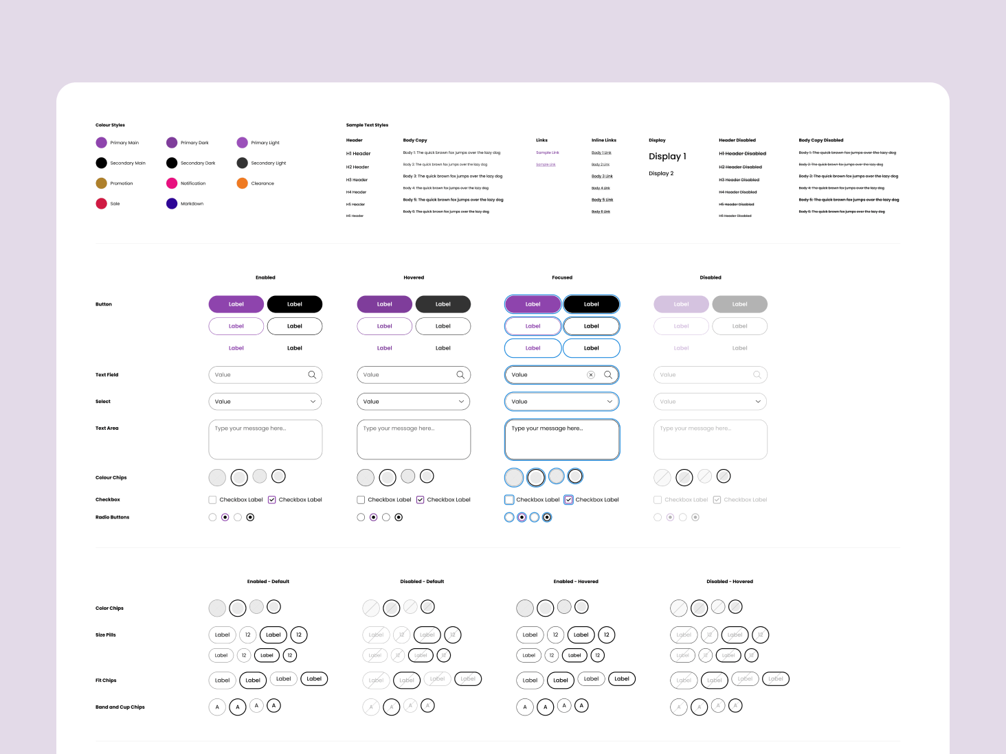 Thumbnail showing an example of the overview page for the MVC design system.